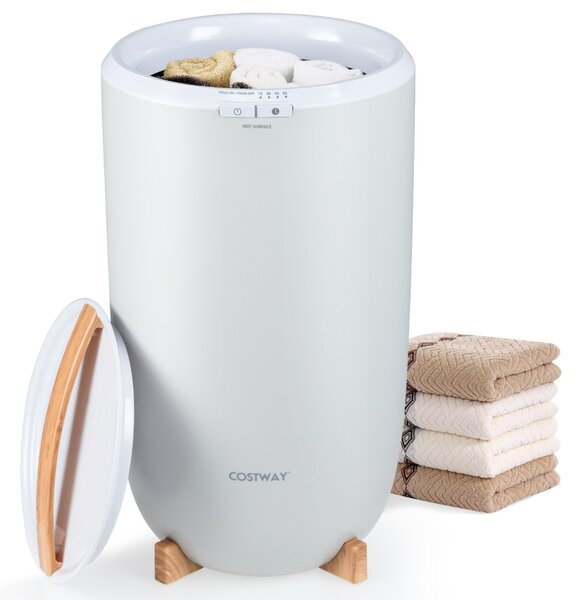 Costway Scaldabiancheria 20 L con timer spegnimento automatico 15/30/45/60 minuti, Secchio portatile per scaldare 2 asciugamani oversize Grigio