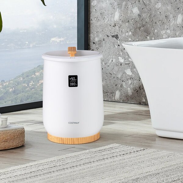 Costway Scaldasalviette bagno con portadischi profumati e spegnimento automatico, Scalda asciugamani riscaldato 20L con display LED Bianco