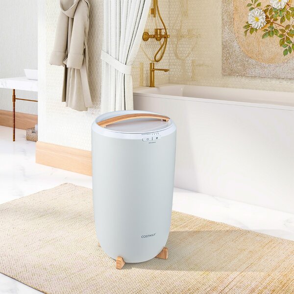 Costway Scaldabiancheria 20 L con timer spegnimento automatico 15/30/45/60 minuti, Secchio portatile per scaldare 2 asciugamani oversize Grigio