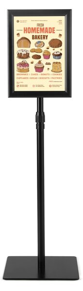 Costway A4 supporti da piedistallo autoportante poster stand in metallo girevole, Supporti da piedistallo regolabile 73-123cm set da 2 Nero