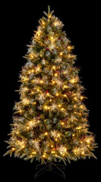 Costway Albero di natale 180cm artificiale pre-illuminato led bianco caldo, Albero di natale pieghevole con cerniera