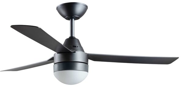 Ventilatore da soffitto Megara con luce, titanio, 122 cm, silenzioso - Beacon Beacon Lighting, Megara, Grigio, Soggiorno, Plastica, Moderno