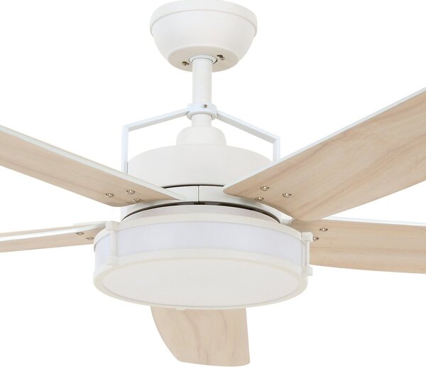 Ventilatore da soffitto Louisville con luce, bianco, silenzioso - Beacon Beacon Lighting, Louisville, dimmerabile, Legno, Soggiorno, Legno