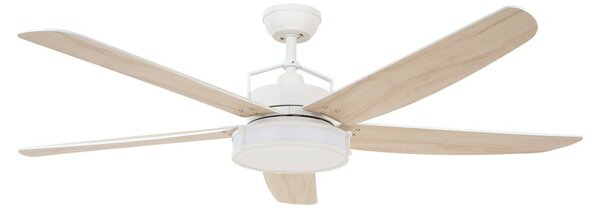 Ventilatore da soffitto Louisville con luce, bianco, silenzioso - Beacon Beacon Lighting, Louisville, dimmerabile, Legno, Soggiorno, Legno
