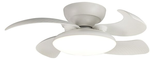Ventilatore da soffitto LED Aloha, bianco, motore a corrente continua, Mantra Iluminación, Aloha, dimmerabile, Bianco, Soggiorno, Plastica, Moderno