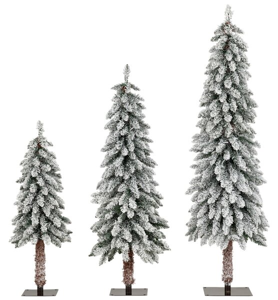 Costway Albero di natale set di 3 alberi artificiali da 90 cm 120 cm e 150 cm, Albero di natale con 115 207 e 275 rami innevati Bianco