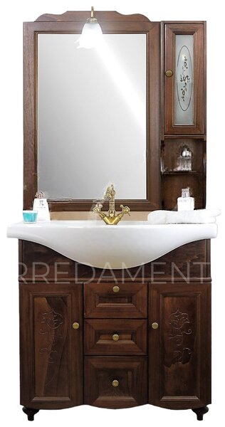 Mobili 2g - mobile bagno classico legno tinta noce noce l.85 p.50