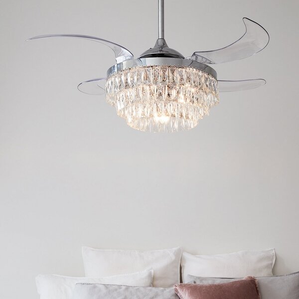 Ventilatore da soffitto Fanaway Veil con luce, cromato, silenzioso - Beacon Beacon Lighting, Fanaway Veil, Trasparente, Soggiorno, Plastica
