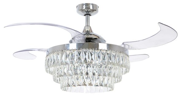 Ventilatore da soffitto Fanaway Veil con luce, cromato, silenzioso - Beacon Beacon Lighting, Fanaway Veil, Trasparente, Soggiorno, Plastica