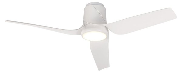 Ventilatore da soffitto LED Ushuaia, bianco, silenzioso a corrente continua, Mantra Iluminación, Ushuaia, dimmerabile, Bianco, Soggiorno, Plastica, Moderno