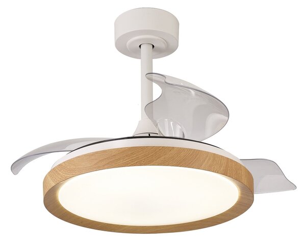 Ventilatore da soffitto Mistral Mini LED in legno, DC, silenzioso, CCT - Mantra Mantra Iluminación, Mistral Mini, dimmerabile, Legno, Soggiorno, Plastica, Moderno