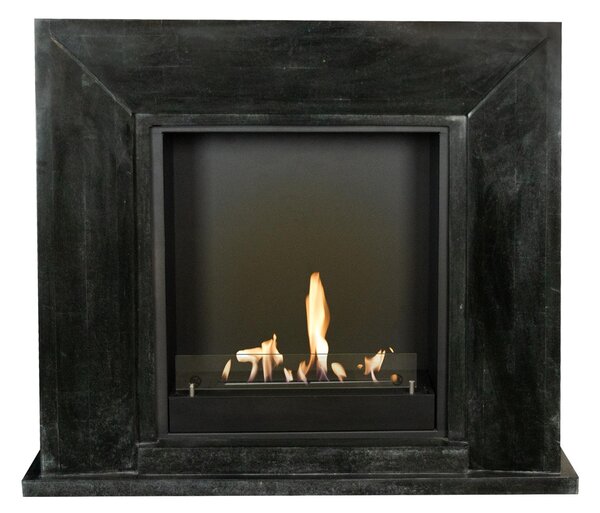 Caminetto a etanolo Xaralyn - Nero BIU-SBP - pietra naturale nera levigata - riscaldamento a 3 kW - caminetto da incasso incluso - caminetto decorativo