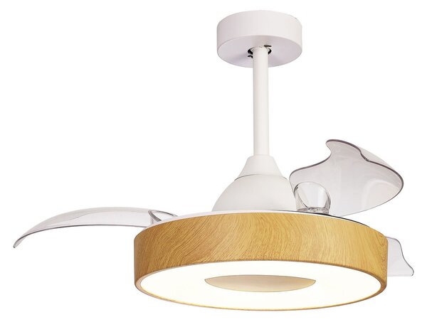 Ventilatore da soffitto Coin Mini LED, legno, DC silenzioso, CCT - Mantra Mantra Iluminación, Coin Mini, dimmerabile, Bianco, Soggiorno, Plastica, Moderno