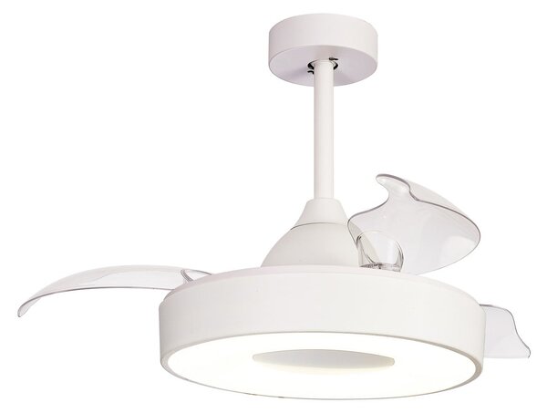 Ventilatore da soffitto LED Coin Mini bianco, alimentazione CC, silenzioso, Ø Mantra Iluminación, Coin Mini, dimmerabile, Bianco, Soggiorno, Plastica, Moderno