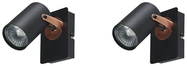 Set di 2 lampade da parete in metallo nero con paralume regolabile industriale Beliani