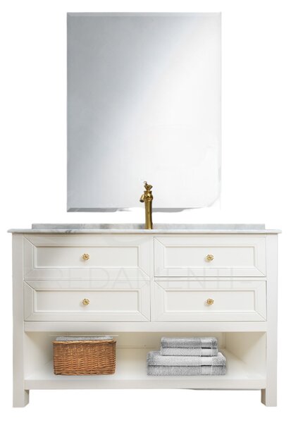 Mobili 2g - mobile bagno contemporaneo legno bianco shabby l.130 p.60