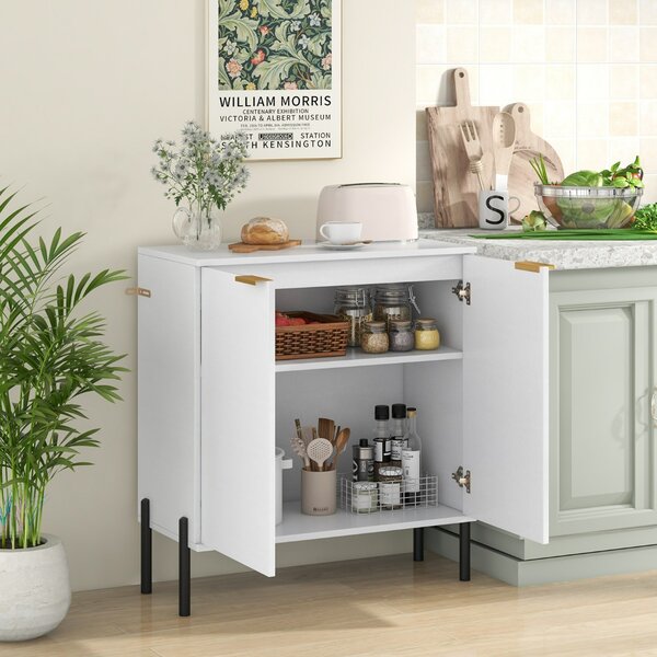 Costway Mobile credenza moderna con ripiani e kit anti-ribaltamento, Mobile buffet a 2 ante per soggiorno