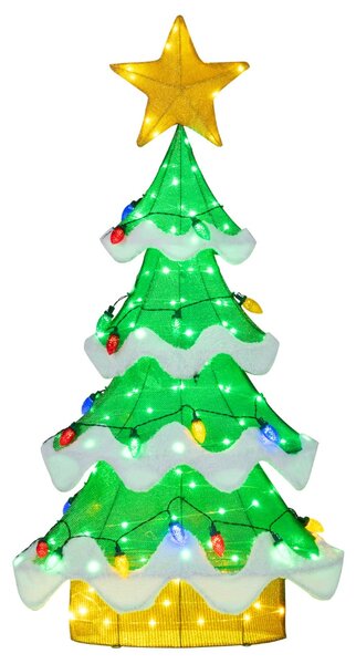 Costway Albero 3D in rete esterni e interni con 34 luci colorate a forma di fragola, Albero di natale illuminato 130 cm