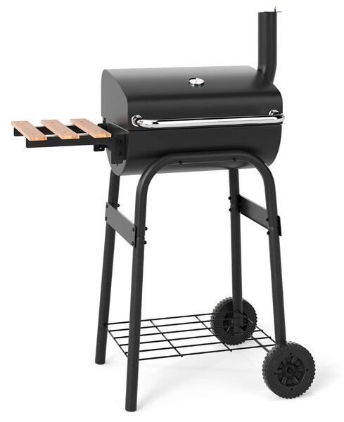 Costway Barbecue a carbone a botte portatile da esterno tavolo pieghevole laterale, Barbecue a carbone campeggio picnic Nero
