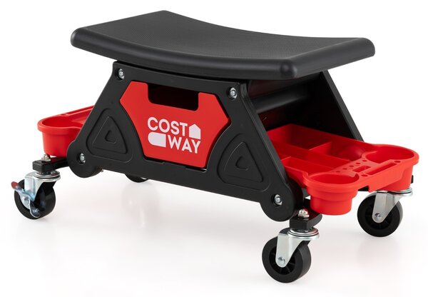 Costway Sgabello da meccanico con ruote pesante per garage con cassetto, Sgabello sedile automobilistico per riparazioni auto