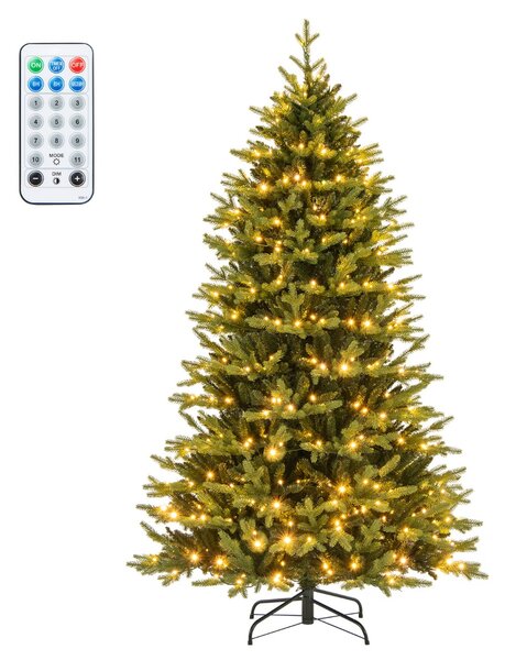 Costway Albero di natale artificiale timer automatici e luminosità regolabile a livelli, Albero pre-illuminata con punte di 210cm