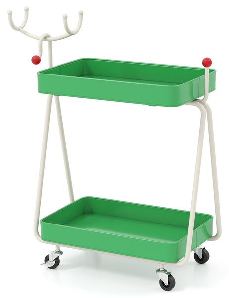 Costway Tavolino laterale renna carrello natalizio a 2 ripiani con struttura in metallo e ruote, Tavolino di natale per spazi ridotti