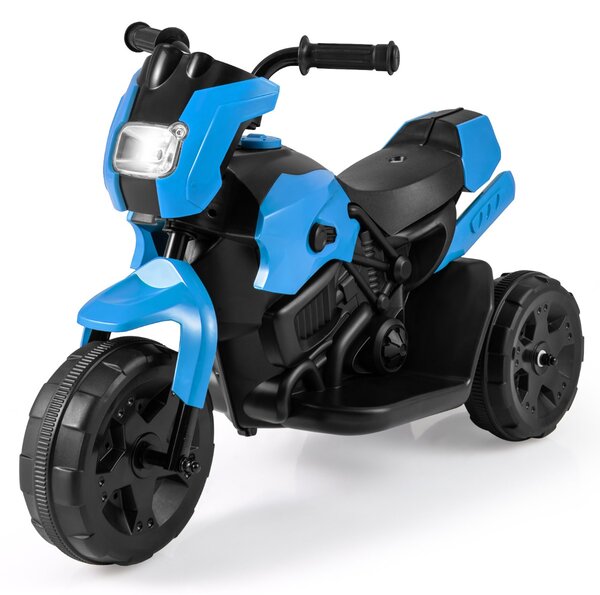 Costway Moto per bambini a 3 ruote 6v con fari led ha pedale a piedi, Moto per bambini è un veicolo elettrico da 37 a 72 mesi Blu