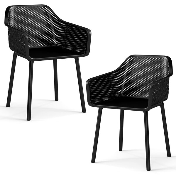 Costway Set 2 sedie da pranzo moderne in plastica con gambe resistenti, Sedie da pranzo da cucina con schienale traspirante in rete