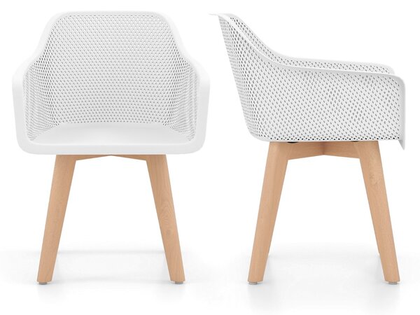 Costway Set di sedie da pranzo moderne in plastica da 2 pezzi con gambe in legno, Sedie da pranzo per sala da pranzo