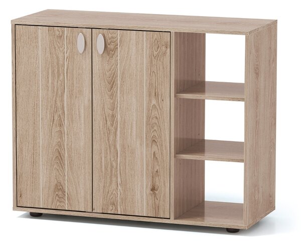Costway Mobiletto per scarpe con ante in legno autonomo per ingress, Scaffale porta scarpe a 3 ripiani con mensole regolabili Legno naturale