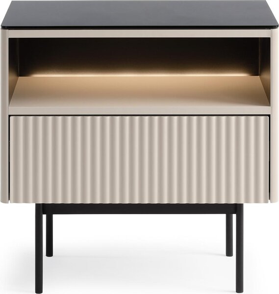 Tavolino da comodino, in stile Kashmir, 57 x 39 cm, color beige, dimensioni 57 x 39 cm