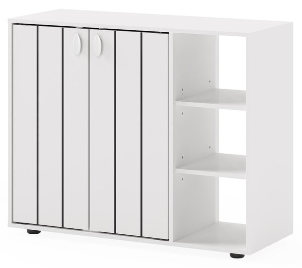 Costway Mobiletto per scarpe con ante in legno autonomo per ingress, Scaffale porta scarpe a 3 ripiani con mensole regolabili Bianco
