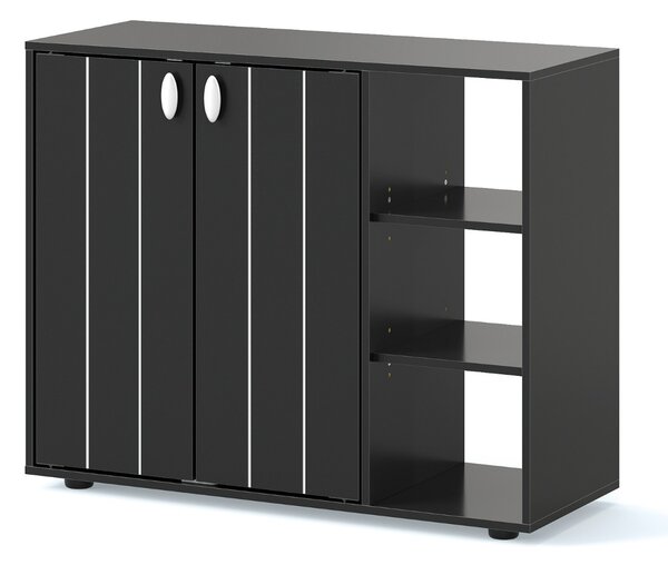 Costway Mobiletto per scarpe con ante in legno autonomo per ingress, Scaffale porta scarpe a 3 ripiani con mensole regolabili Nero