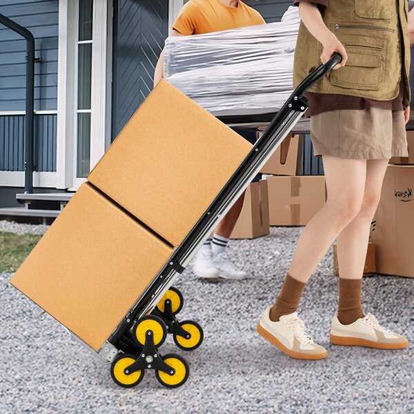 Costway Sgabello a 3 gradini in alluminio con pedali antiscivolo con ruote, Carrello a mano pieghevole 2 in 1 e scala Nero e argento