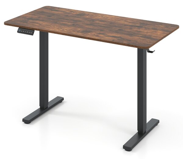 Costway Scrivania elettrica ergonomica con 3 memorie di altezza e protezione anti-collisione, Scrivania regolabile in altezza Marrone