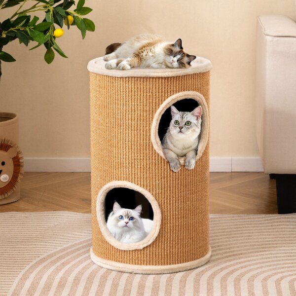 Costway Condo per gatti rifugio moderno per animali domestici da interno, Condo multi-livello con tappetino per graffi in sisal