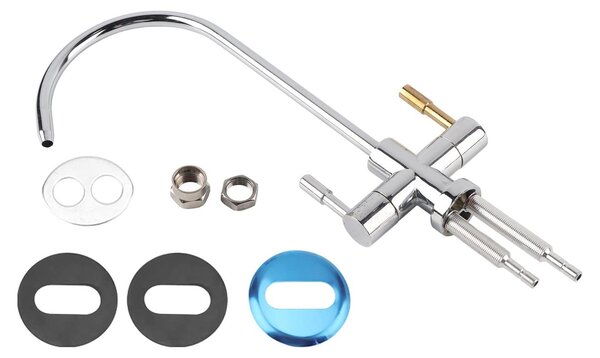 Rubinetto orientabile a 360° - Rubinetto per filtro dell'acqua - Rubinetto per lavello con due fori - Acciaio inossidabile - Design elegante - Adatto per sistemi di filtraggio dell'acqua da incasso - Rubinetto da cucina