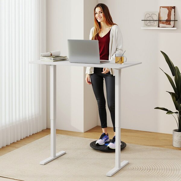 Costway Scrivania elettrica ergonomica con 3 memorie di altezza e protezione anti-collisione, Scrivania regolabile in altezza Bianco