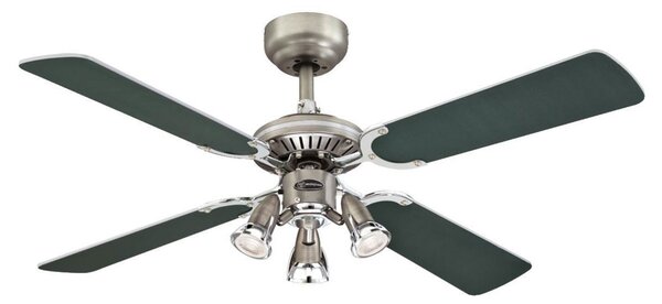 Ventilatore Princess Euro a 3 luci, argento/grafite - Westinghouse Westinghouse, Princess Euro, Grigio, Soggiorno, Legno