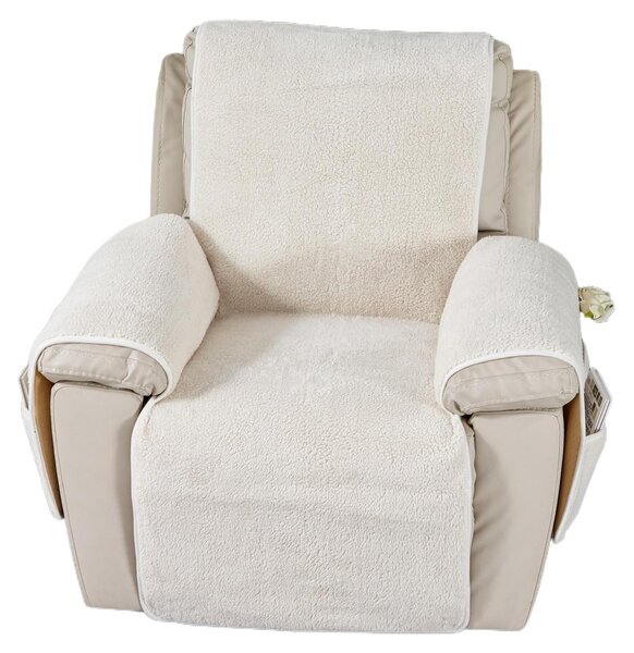 Elzusha - Poltrone relax "Sherpa" color crema, dimensioni 56x207 cm, con base antiscivolo