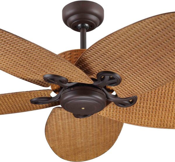 Ventilatore da soffitto Fijian II, marrone, Ø 132 cm, silenzioso - Beacon Beacon Lighting, Fijian II, Marrone / Ruggine, Soggiorno, Plastica
