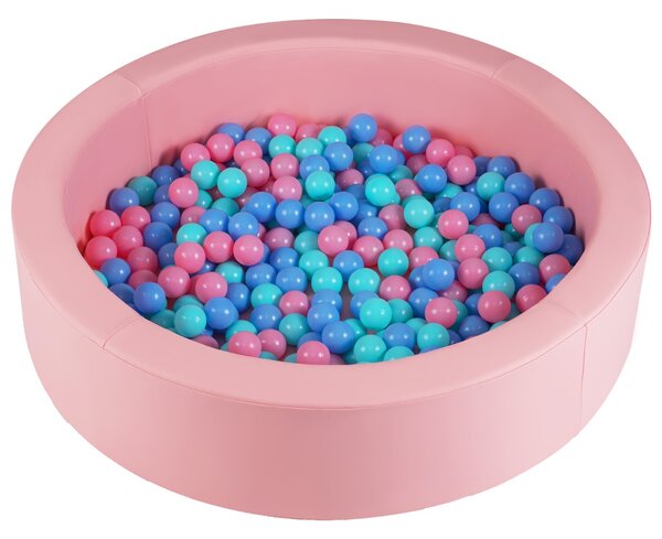 Costway Piscina per bambini con imbottitura in spugna e sacchetto portaoggetti in rete, Piscina di palline rotonda in schiuma Rosa