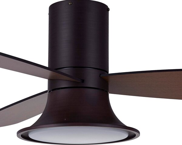 Ventilatore da soffitto Flusso con luce, color bronzo, silenzioso, modello Beacon Lighting, Flusso, dimmerabile, Bronzo / Ottone anticato, Soggiorno, Legno, Moderno