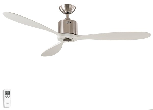 Ventilatore da soffitto AEROPLAN ECO, cromato/bianco, Ø 132 cm, silenzioso CasaFan, Aeroplan Eco, Bianco, Soggiorno, Legno, Moderno