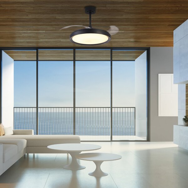 Ventilatore da soffitto LED Mistral, nero, DC silenzioso CCT - Mantra Mantra Iluminación, Mistral, dimmerabile, Nero, Soggiorno, Plastica, Moderno