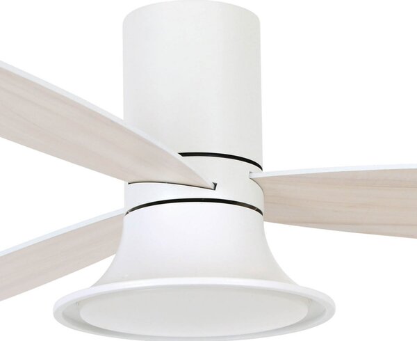 Ventilatore da soffitto Flusso con luce, bianco, Ø 132 cm, silenzioso - Beacon Beacon Lighting, Flusso, dimmerabile, Bianco, Soggiorno, Legno, Moderno