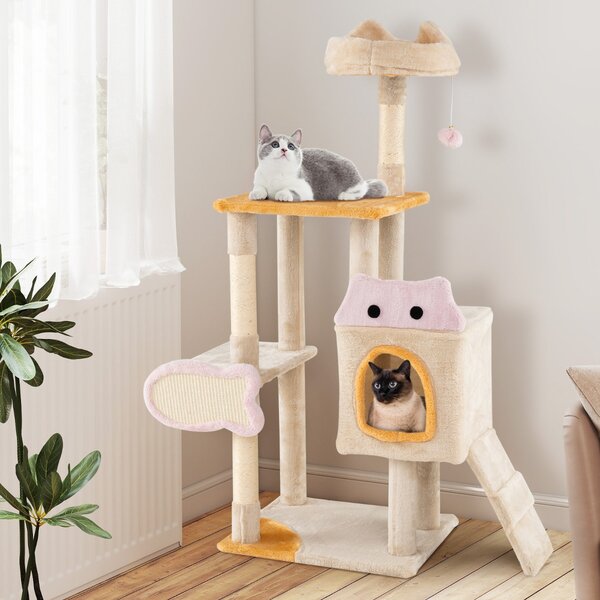 Costway Albero per gatti da interno torre a più livelli con cuscino, Albero centro attività per animali domestici