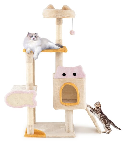 Costway Albero per gatti da interno torre a più livelli con cuscino, Albero centro attività per animali domestici