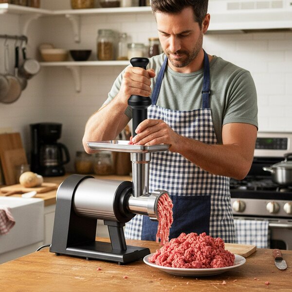 Costway Tritacarne elettrico con insaccatore per salsicce e 3 dischi per macinare, Tritacarne in alluminio per cucina