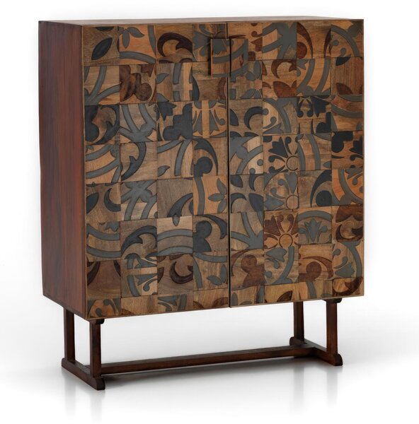 Madia Nidra Design Twist 45x100xH120 cm, Marrone, Legno di Mango
